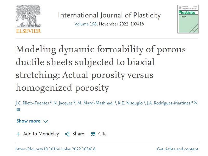 A new paper has been accepted for publication in International Journal of Plasticity.