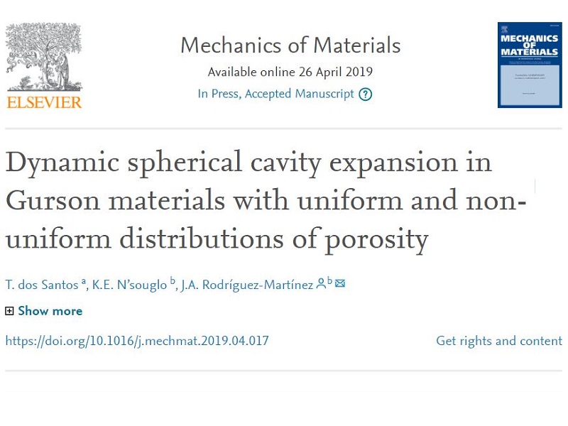 A new paper has been accepted for publication in Mechanics Materials