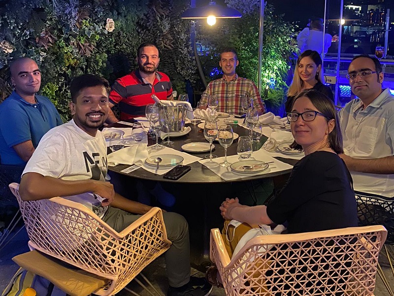 The group organized a welcome dinner for Sarvnaz